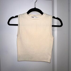 Zara Ivory Sleeveless Knit Top